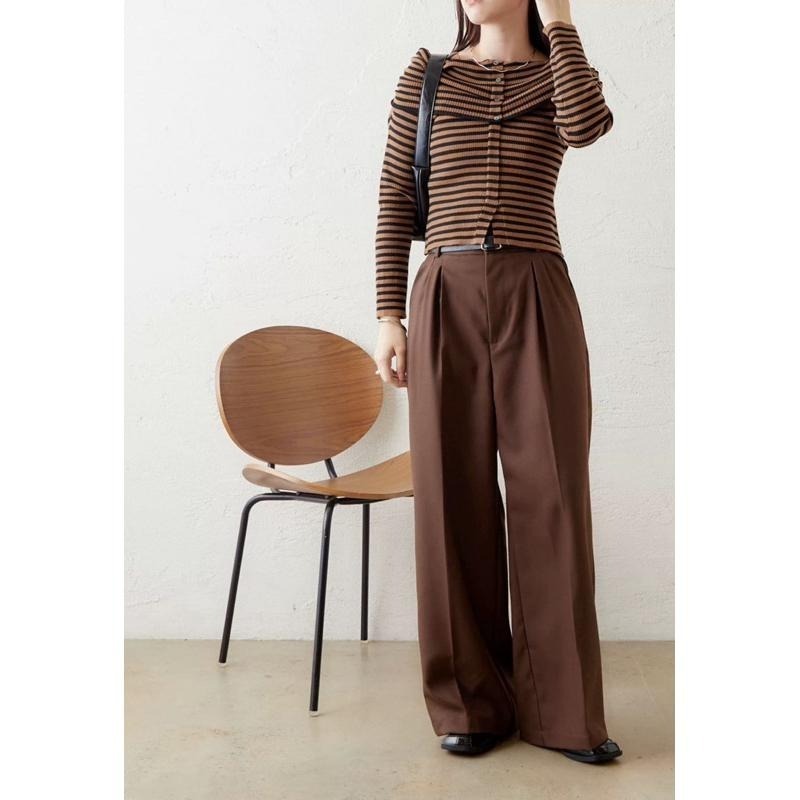 【現貨】孤品 日系選品💕推! 附皮帶 MYS日單 時髦高腰顯瘦抓摺休閒西裝褲 直筒褲-細節圖7