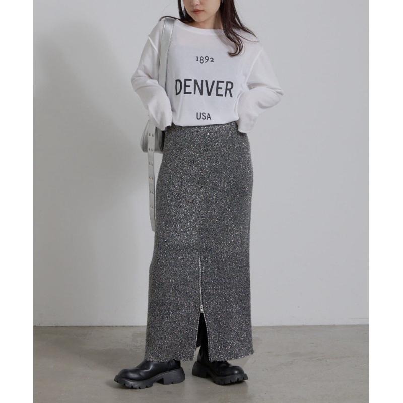 【現貨】孤品  秋冬細閃特別 日系選品💕CP日單 前後兩穿 高腰羽毛紗拉鍊開衩設計顯瘦復古直筒長裙-細節圖2