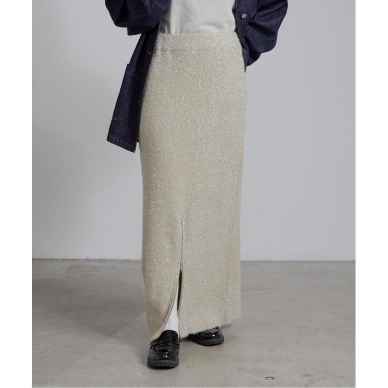 【現貨】孤品  秋冬細閃特別 日系選品💕CP日單 前後兩穿 高腰羽毛紗拉鍊開衩設計顯瘦復古直筒長裙-細節圖5