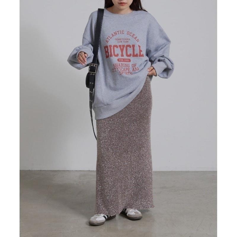 【現貨】孤品  秋冬細閃特別 日系選品💕CP日單 前後兩穿 高腰羽毛紗拉鍊開衩設計顯瘦復古直筒長裙-細節圖6