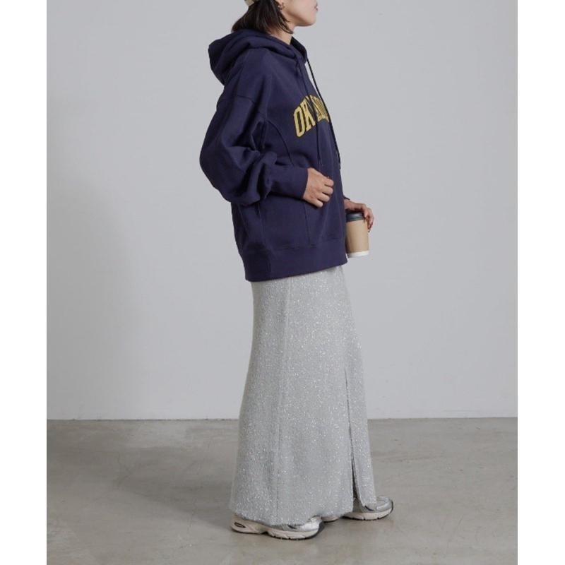 【現貨】孤品  秋冬細閃特別 日系選品💕CP日單 前後兩穿 高腰羽毛紗拉鍊開衩設計顯瘦復古直筒長裙-細節圖9