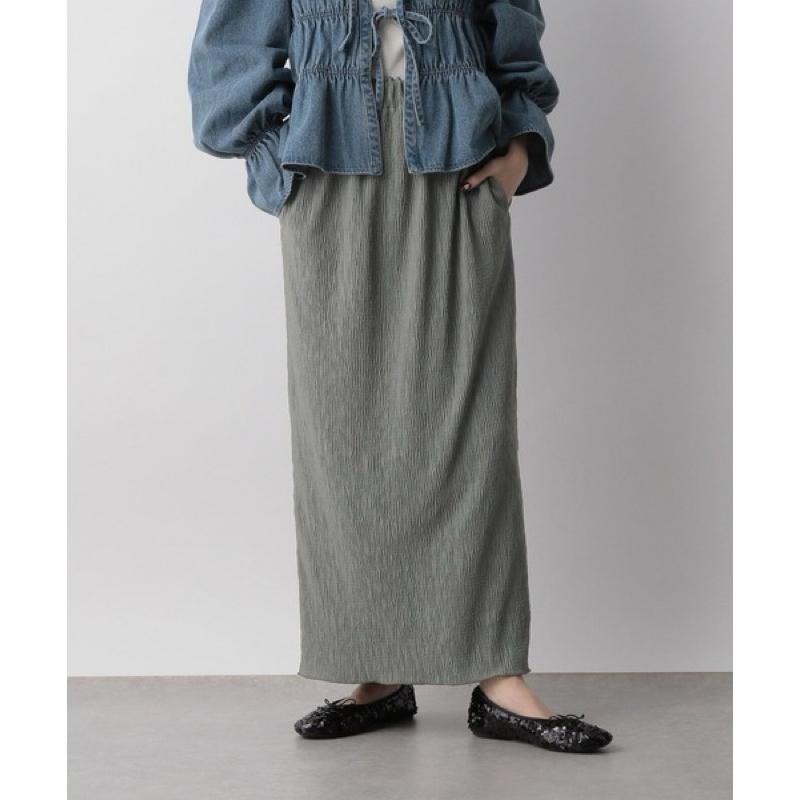 【現貨】 孤品 日系選品💕LF日單 微光澤感細褶百搭舒適長裙 半身群-細節圖3