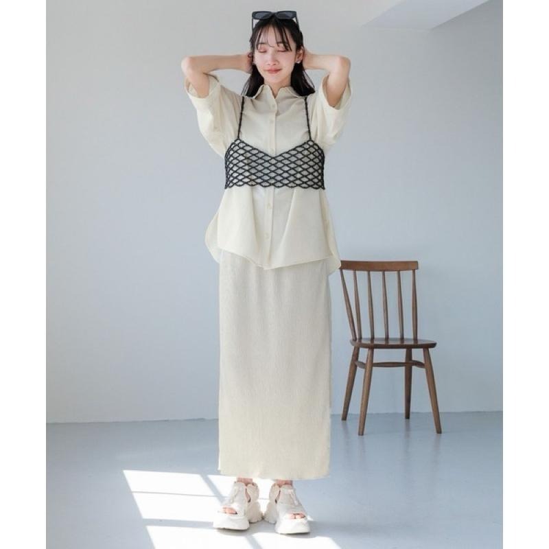 【現貨】 孤品 日系選品💕LF日單 微光澤感細褶百搭舒適長裙 半身群-細節圖9