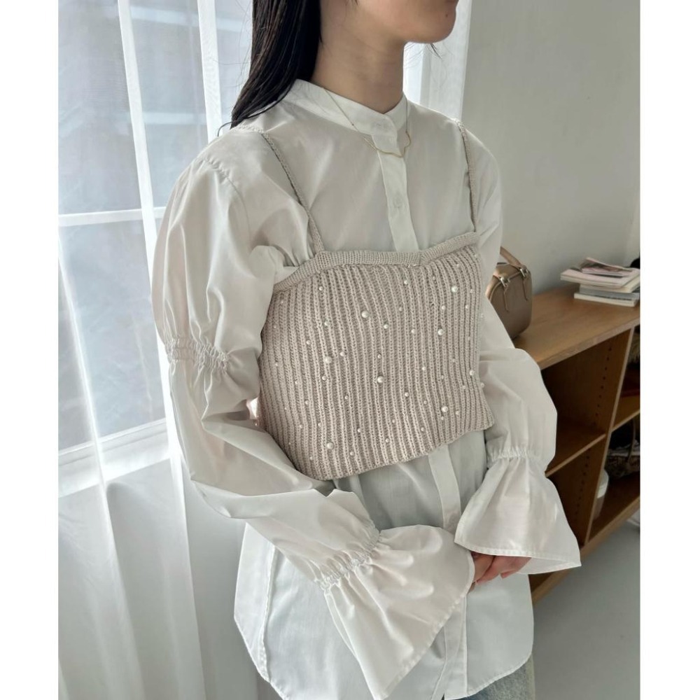 【現貨】孤品 日系選品💕mys 日系疊穿柔軟珍珠豎條吊帶外搭背心 _日單-細節圖5