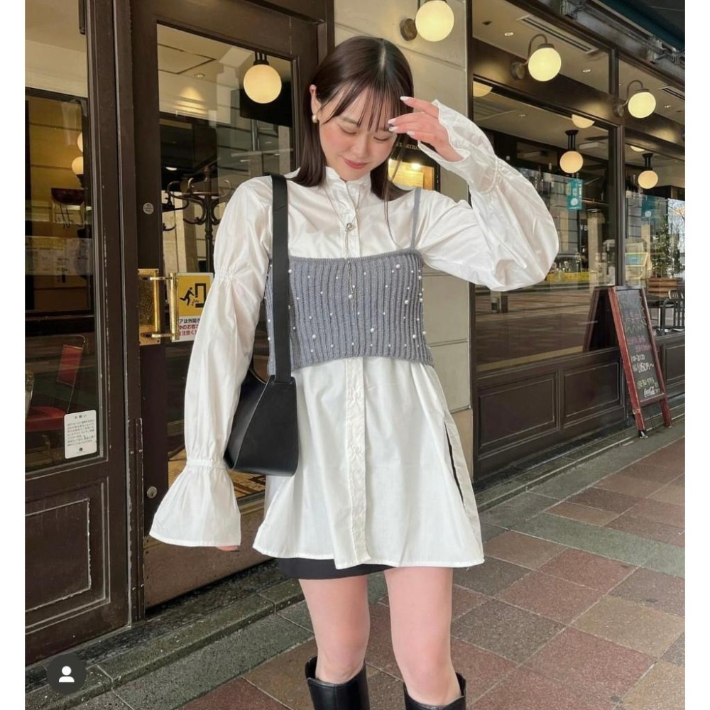 【現貨】孤品 日系選品💕mys 日系疊穿柔軟珍珠豎條吊帶外搭背心 _日單-細節圖6