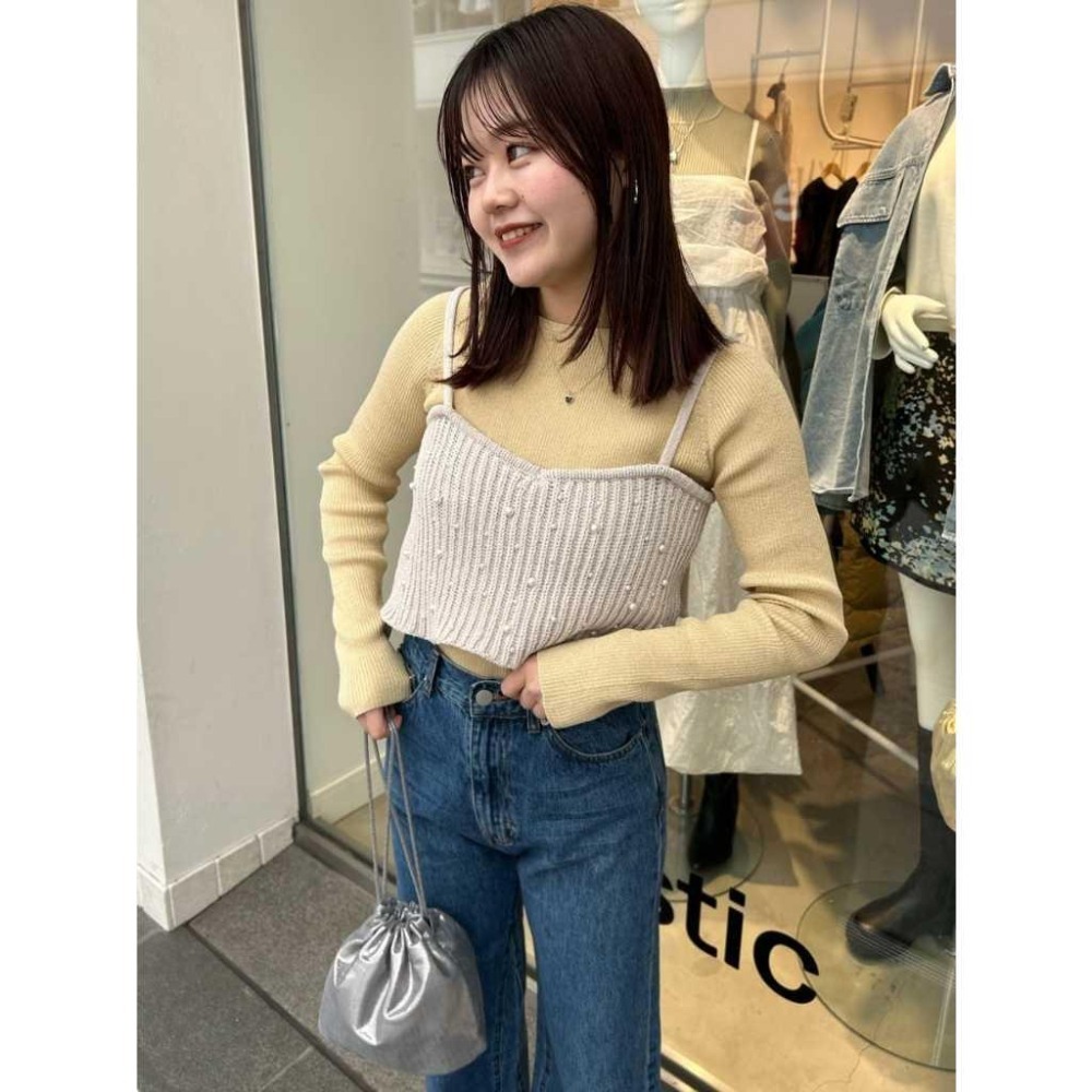 【現貨】孤品 日系選品💕mys 日系疊穿柔軟珍珠豎條吊帶外搭背心 _日單-細節圖7