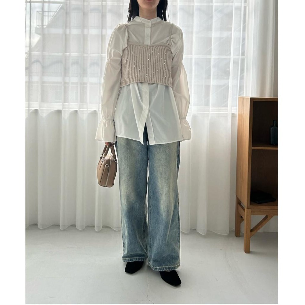 【現貨】孤品 日系選品💕mys 日系疊穿柔軟珍珠豎條吊帶外搭背心 _日單-細節圖9