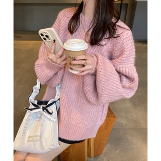 【現貨+預購】 實拍 日系選品💕HIN日單 清新純色落肩燈籠袖粗針織毛衣 長袖上衣-規格圖11