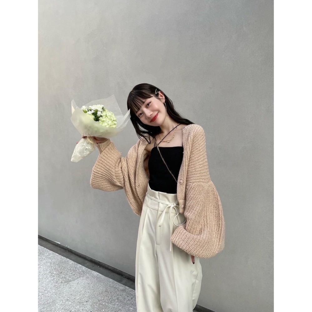 【現貨】25年增新色! 人氣款🔥日系選品💕HIN日單 秋冬新款 閃閃亮片燈籠袖針織毛衣外套-細節圖3