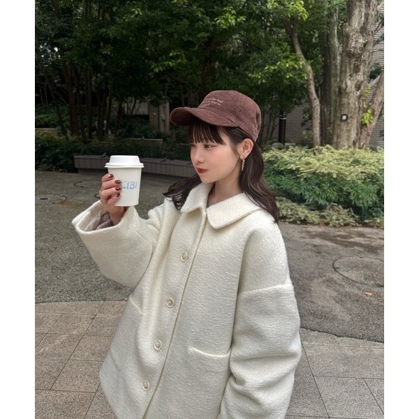 【現貨】日系選品💕hin日單 日系小翻領紋理感毛呢中長版大衣外套-細節圖8