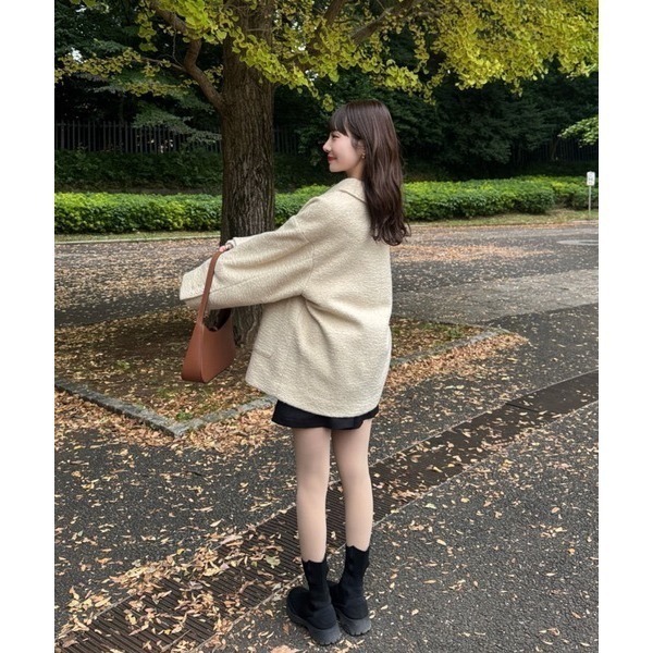 【現貨】日系選品💕hin日單 日系小翻領紋理感毛呢中長版大衣外套-細節圖10