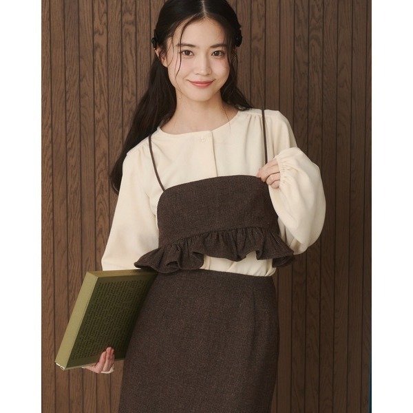 【現貨】日系選品💕moi日單 秋冬新款羊毛混紡粗毛呢疊穿短吊帶背心-細節圖5