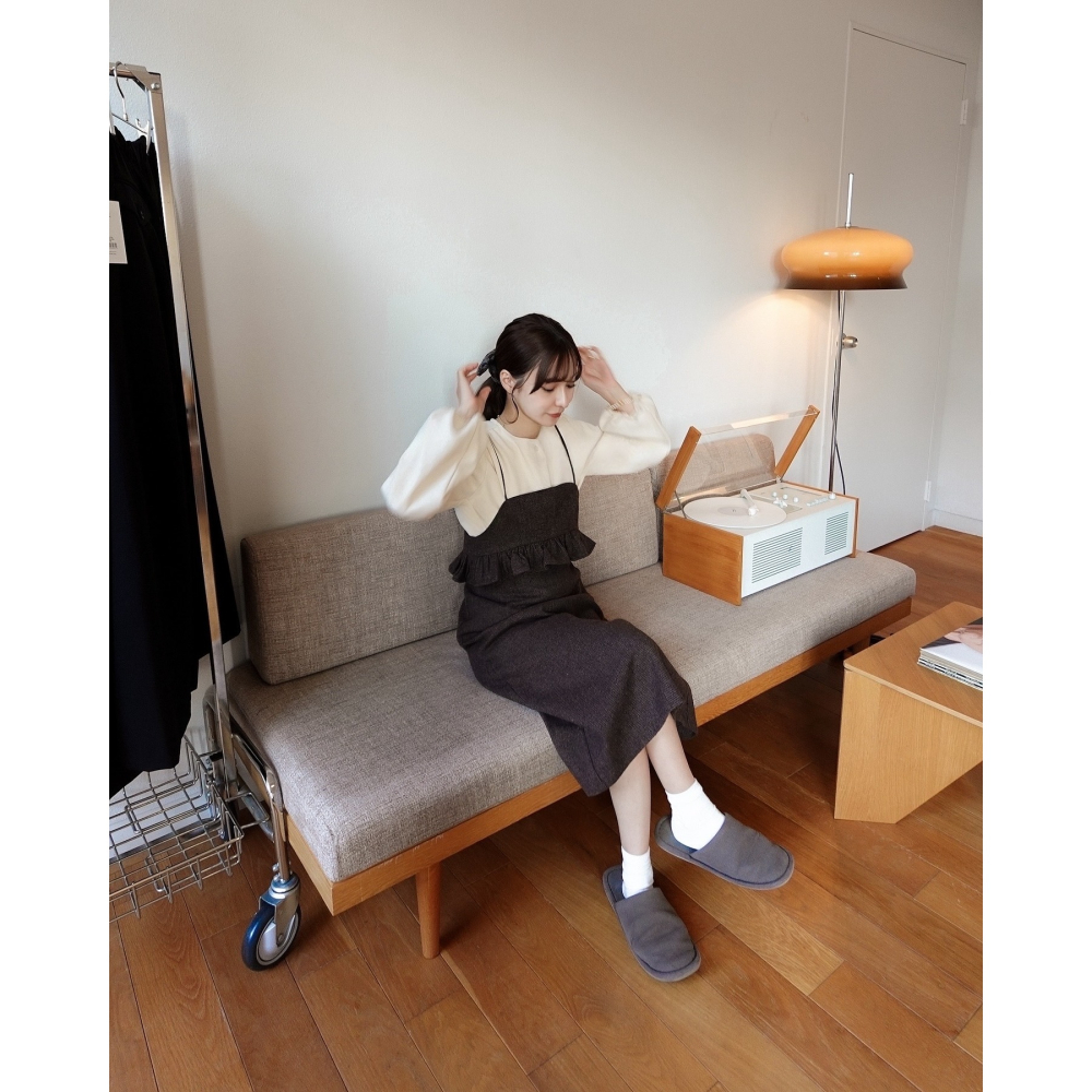 【現貨】日系選品💕moi日單 秋冬新款羊毛混紡毛呢 質感長裙+披肩 2件套裝-細節圖3