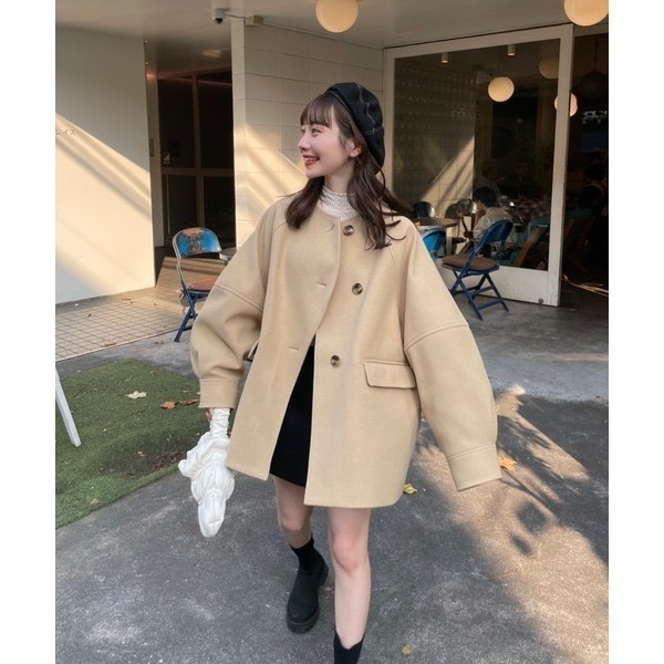 【現貨】日系選品💕hin日單 百搭日系波浪造型中長款大衣外套 風衣 日系-細節圖3