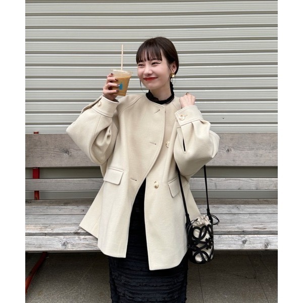 【現貨】日系選品💕hin日單 百搭日系波浪造型中長款大衣外套 風衣 日系-細節圖6