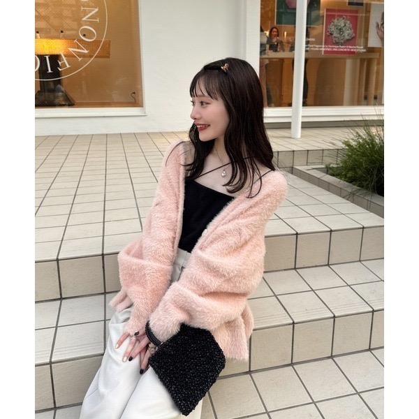 【白現貨+預購】自留實拍 日系選品💕人氣🔥新色返單! Hin日單 毛絨絨口袋V領鈕扣寬鬆針織毛衣 外套 開衫-細節圖5