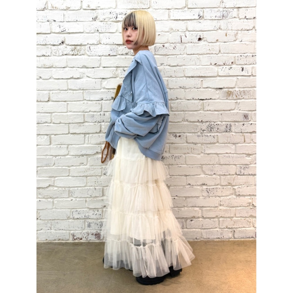 【預購】日系選品💕w close*日單 可愛荷葉邊拼接造型 寬鬆純棉 長袖上衣 衛衣-細節圖5