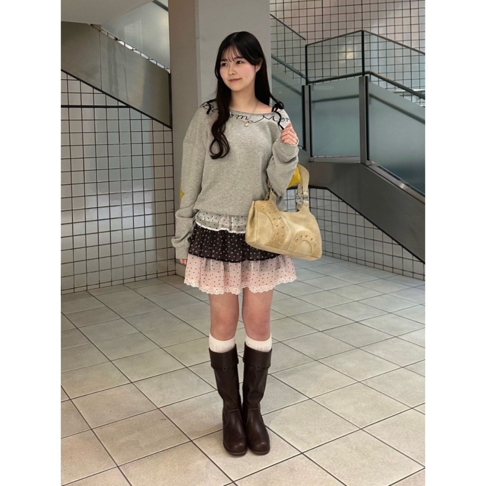 【波點、格紋現貨+預購】日系選品💕Tina日單 春新品 芭蕾舞風 波點格紋蛋糕裙+短褲 / 碎花蛋糕裙+短褲套裝-細節圖2