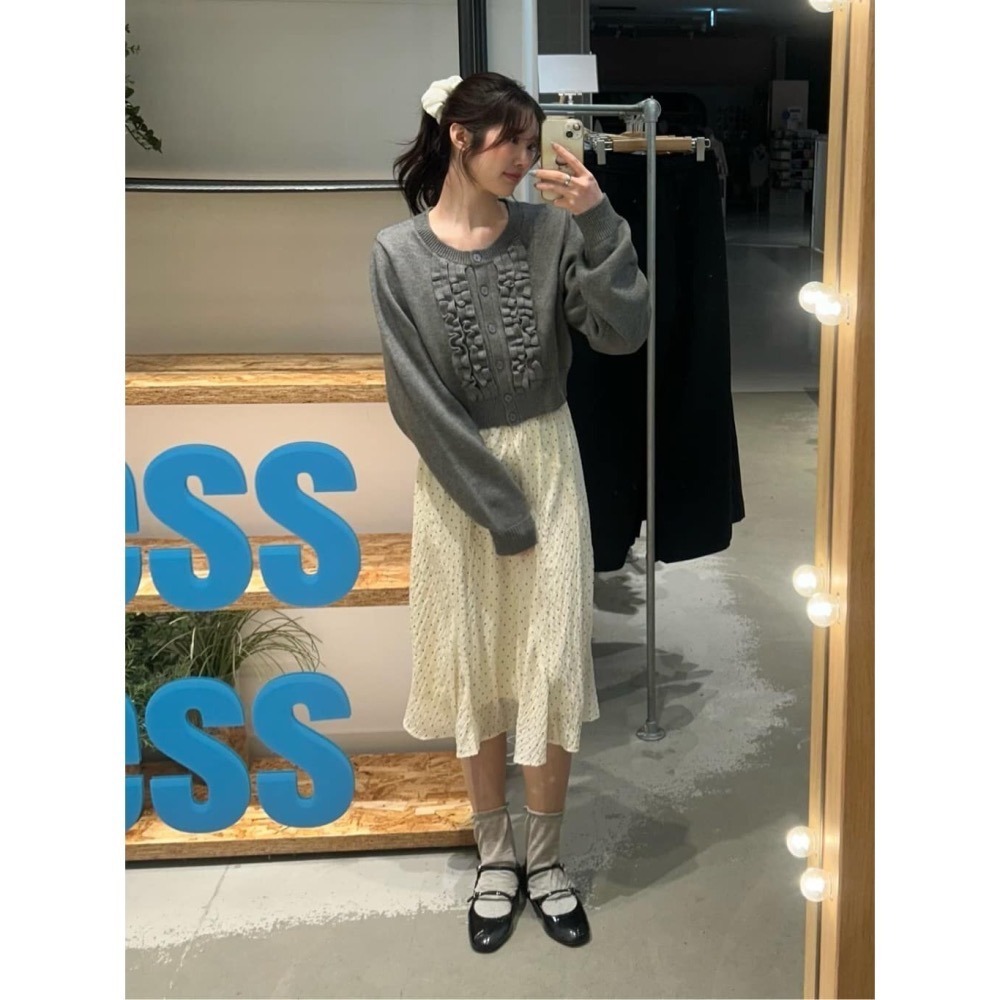 【灰現貨+預購】日系選品💕kas日單 春季 日系可愛荷葉邊造型針織上衣外套 開衫-細節圖7
