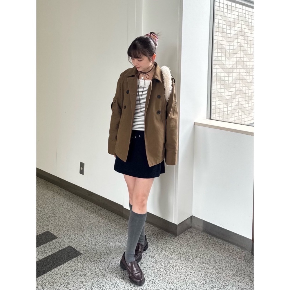 【現貨】日系選品💕tina日單 春季新品 日系復古高級水洗純棉雙排扣工裝 風衣 外套 大衣-細節圖10