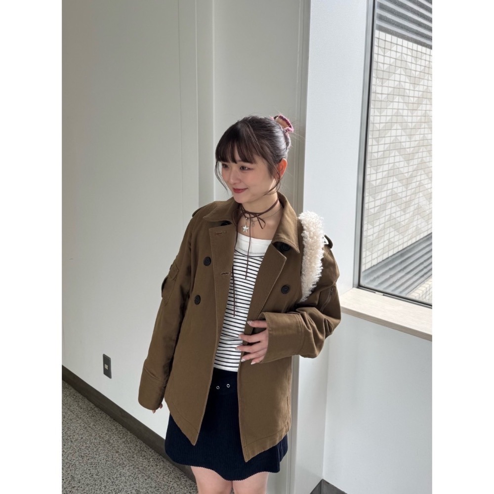 【現貨】日系選品💕tina日單 春季新品 日系復古高級水洗純棉雙排扣工裝 風衣 外套 大衣-細節圖11