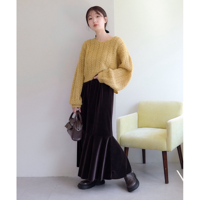 【現貨】孤品 人氣款百搭~ 日系選品💕KAS日單 溫柔縷空編織落肩含羊毛混紡短版/長版針織毛衣-細節圖3