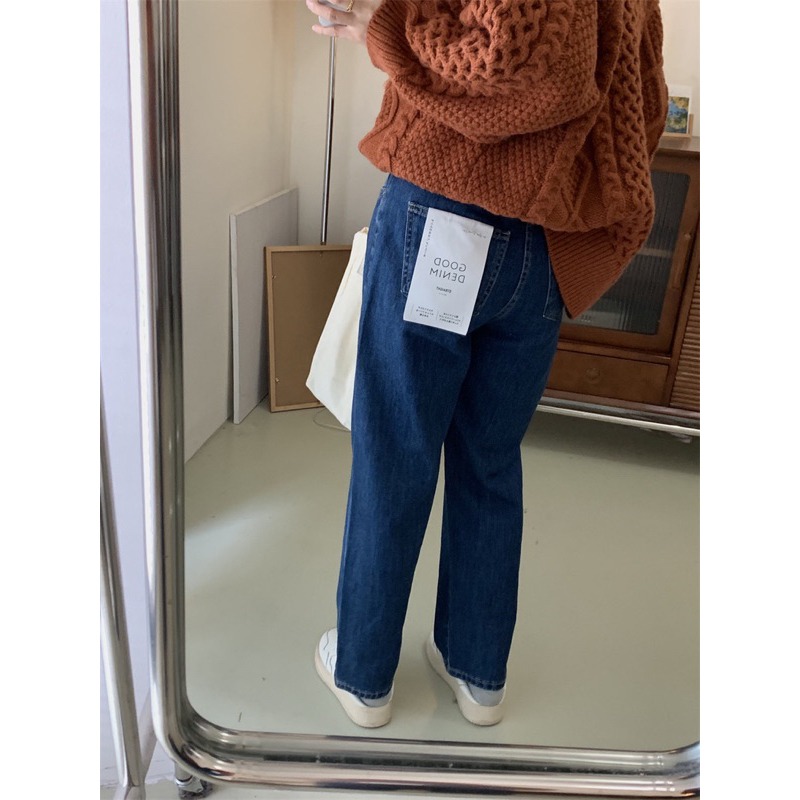【現貨】孤品日系選品💕版型好！GW經典版型顯瘦水洗小直筒寬鬆牛仔褲 日單-細節圖2
