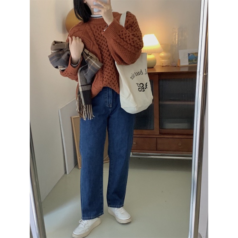【現貨】孤品日系選品💕版型好！GW經典版型顯瘦水洗小直筒寬鬆牛仔褲 日單-細節圖3