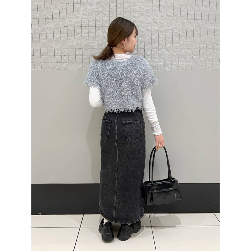 【現貨】 孤品 日系感 日系選品💕 LF日單 流蘇前後兩穿羽毛紗短袖小上衣 外套 開衫-細節圖4