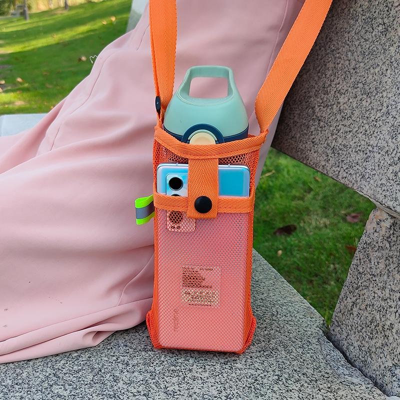 網格水壺背袋 保溫瓶背袋 水壺網袋 可放手機 手搖飲杯袋 環保杯袋-細節圖4