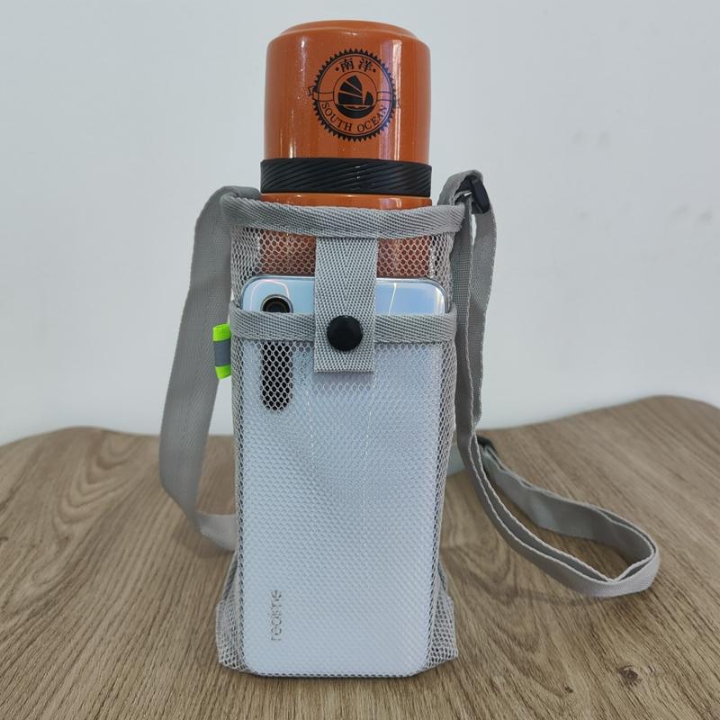 網格水壺背袋 保溫瓶背袋 水壺網袋 可放手機 手搖飲杯袋 環保杯袋-細節圖9