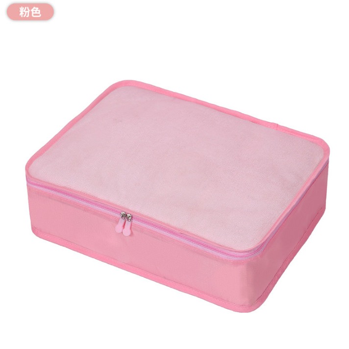 大號網格收納包-粉色