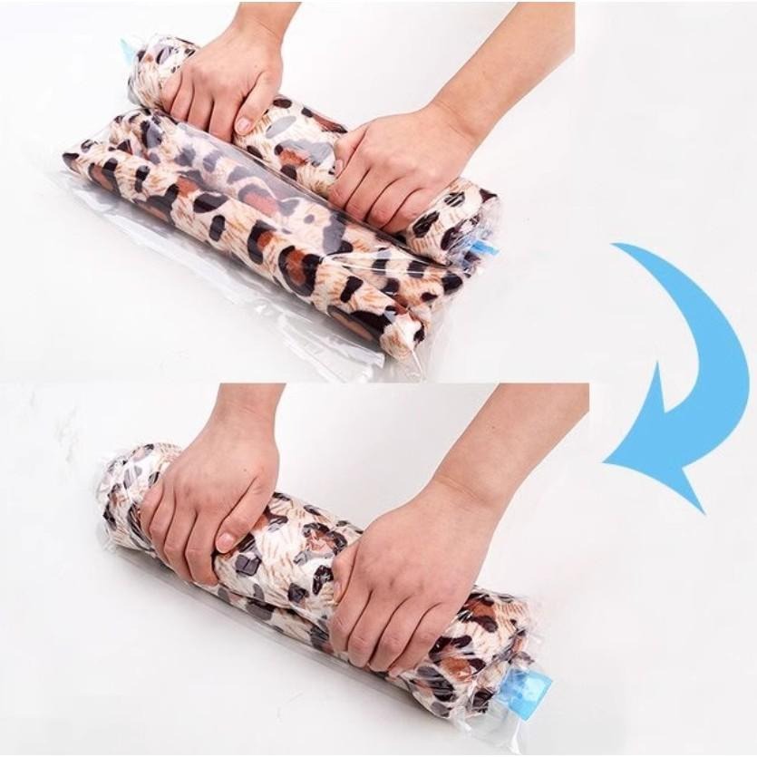 壓縮袋 衣服收納袋 真空壓縮袋 旅行用手捲式真空袋 壓縮袋衣物收納袋 免抽氣手卷壓縮袋-細節圖2