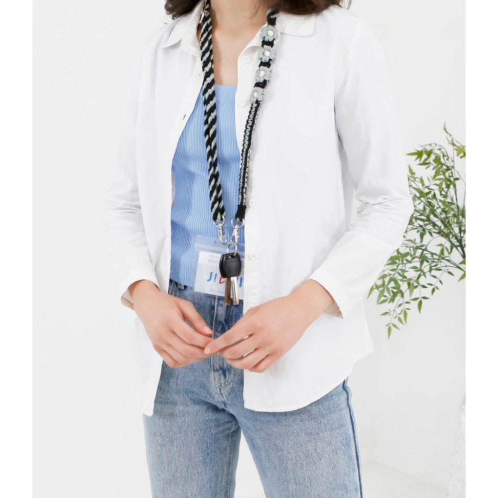 買就送手機透明夾片 波西米亞手機斜背掛繩 可條長短 小雛菊編織手機掛繩 手機防掉繩 手機掛繩-細節圖7