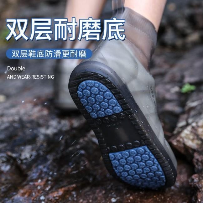 雨季必備 雙排扣雨鞋套 防水旅行鞋套 矽膠雨鞋套 雨鞋套 防水雨靴 防雨鞋套 中筒雨鞋套 塑膠鞋套-細節圖2