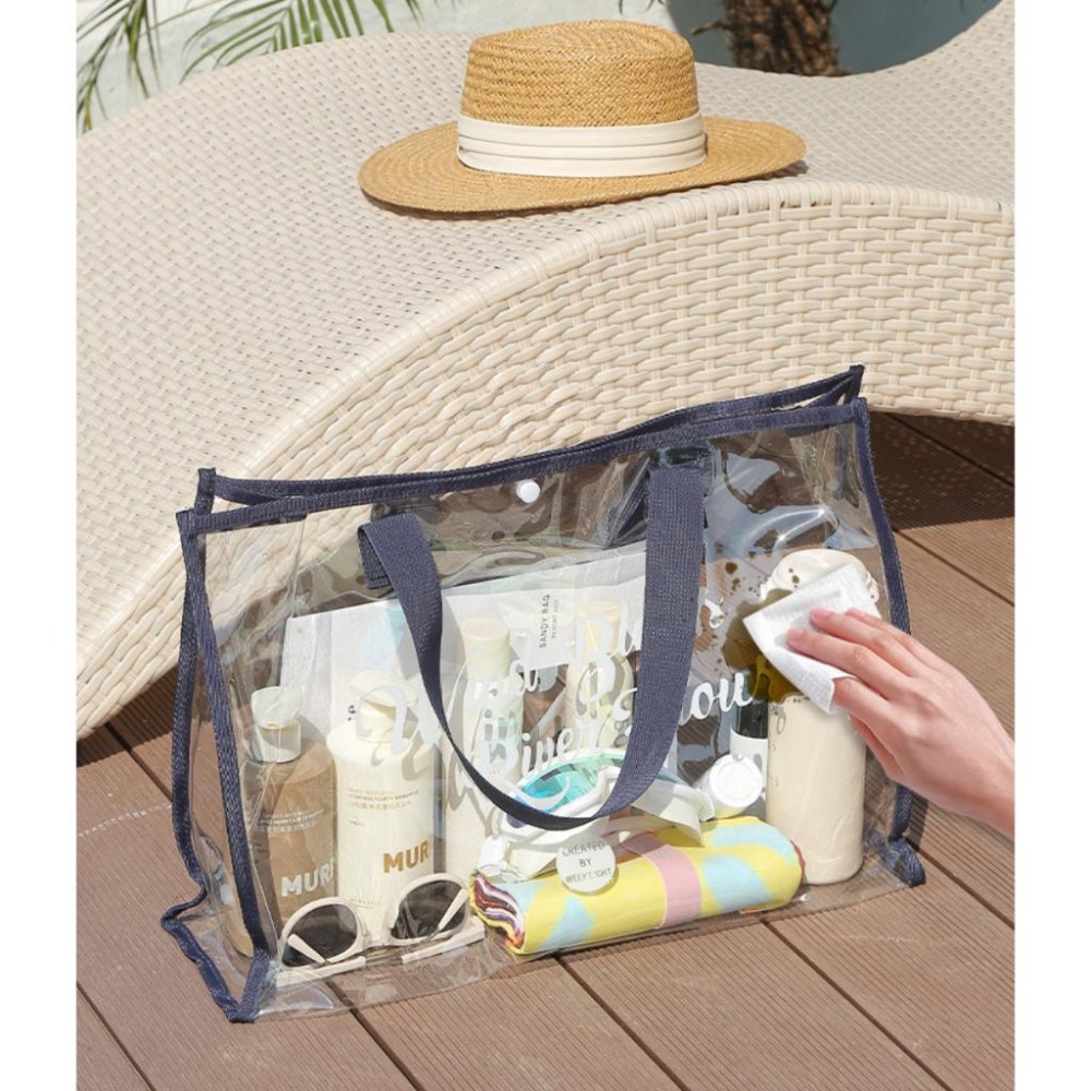 夏日透明海灘包 大容量沙灘包  透明袋 旅行袋 旅行包 PVC透明包 防水袋-細節圖4