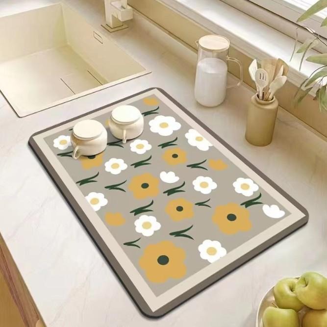 卡通小花吸水墊 廚房吸水墊 餐具瀝水墊  桌墊 花色隨機-細節圖2