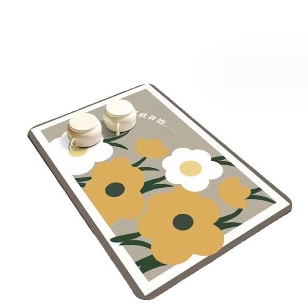 卡通小花吸水墊 廚房吸水墊 餐具瀝水墊  桌墊 花色隨機-細節圖3