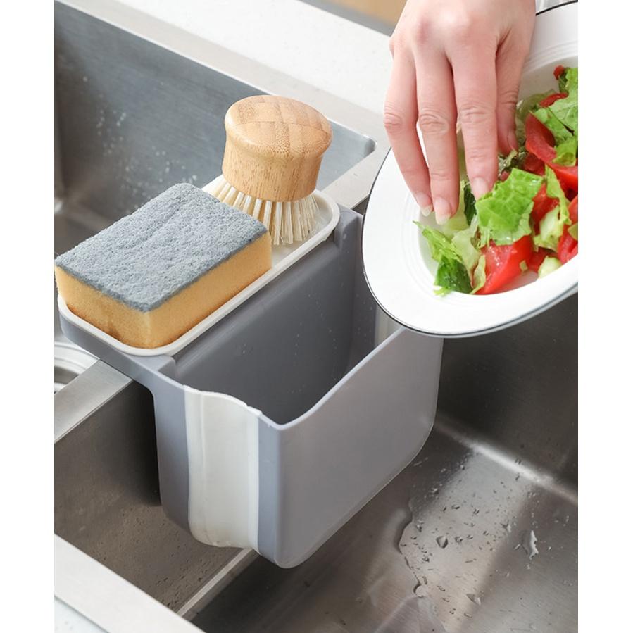 吸盤掛式摺疊瀝水籃 伸縮瀝水籃 吸盤式廚餘桶  瀝水桶-細節圖5