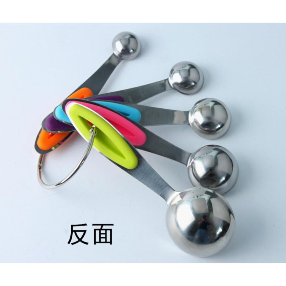 廚房烘培不鏽鋼矽膠防滑量杯5件組 不鏽鋼矽膠防滑量勺 5件組-細節圖2