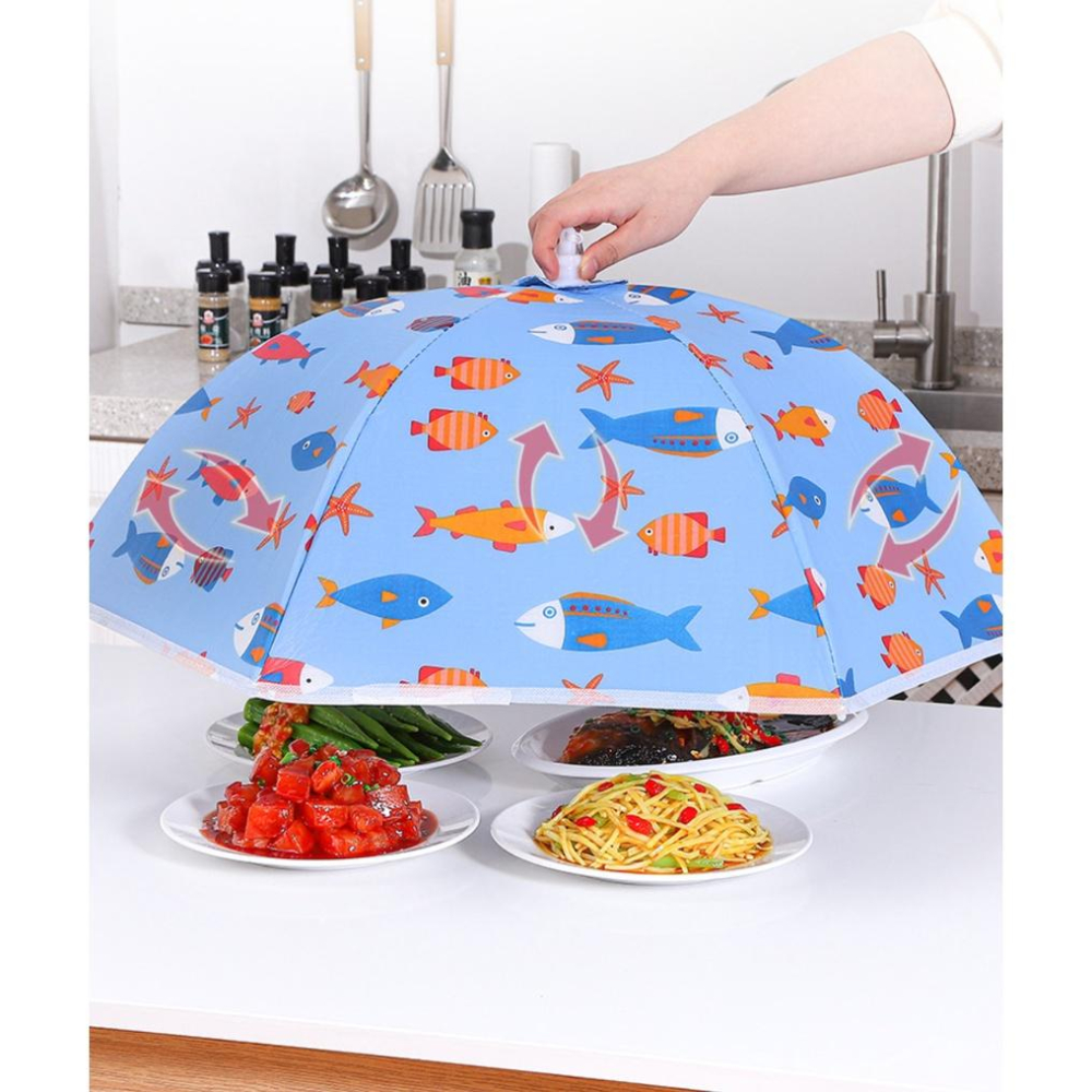 保溫飯菜罩 餐桌 防塵罩食物罩  收納 可折疊菜罩 花色隨機出貨-細節圖4