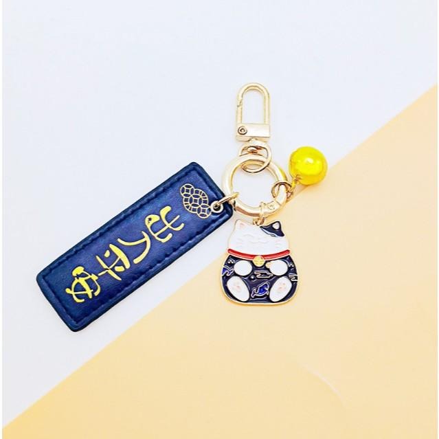 招財進寶燙金皮件鑰匙圈 PU皮件鑰匙扣 招財貓掛件鑰匙圈 包包吊飾 出入平安汽車鑰匙圈 交換禮物-細節圖7
