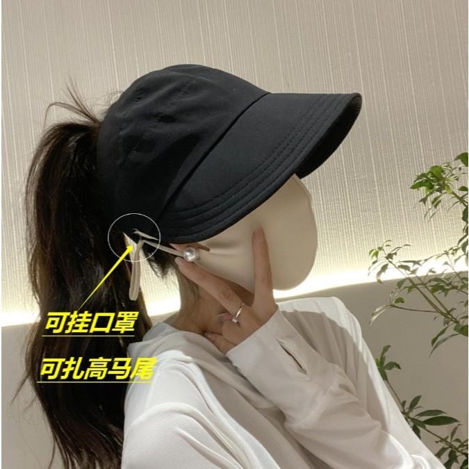 紮馬尾防曬遮陽帽  海灘帽  空頂帽 遮陽帽 防曬帽 加大帽簷 登山帽 海蒂小舖-細節圖2