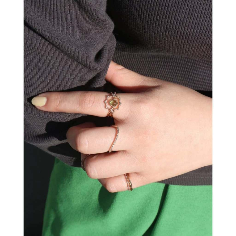 CEDONY | 日系春季新品 「莫內花園」鑲嵌天然彩寶水晶 如油畫般揮灑青春 多層次戒指 疊戴設計日本品牌同款｜戒指-細節圖2