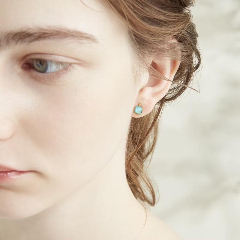 CEDONY | 春夏季節限定 天然綠松石拼貼石英石首飾套組 日本專櫃同款 | 項鍊 戒指 耳釘 耳夾 綠松石-細節圖3