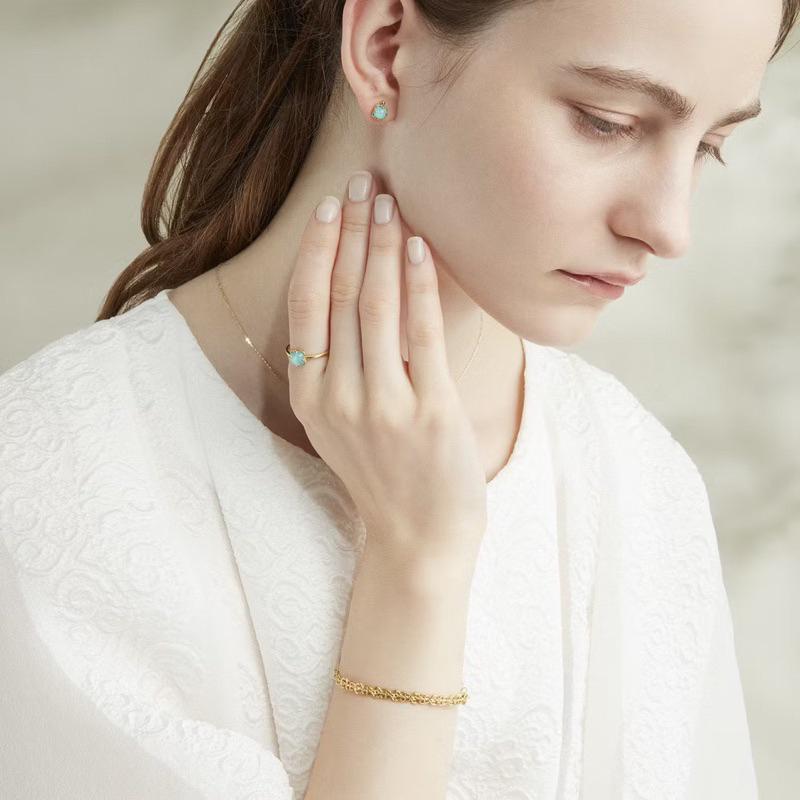 CEDONY | 春夏季節限定 天然綠松石拼貼石英石首飾套組 日本專櫃同款 | 項鍊 戒指 耳釘 耳夾 綠松石-細節圖5