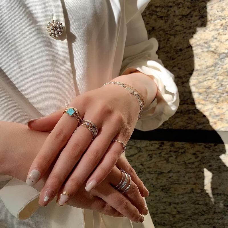 CEDONY | 春夏季節限定 天然綠松石拼貼石英石首飾套組 日本專櫃同款 | 項鍊 戒指 耳釘 耳夾 綠松石-細節圖7