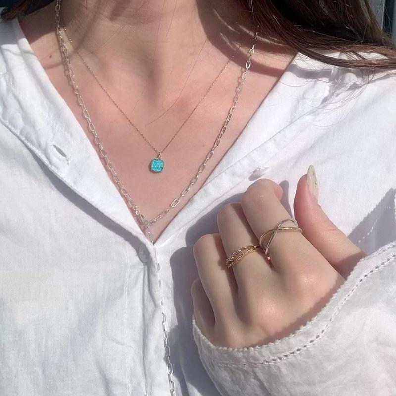 CEDONY | 春夏季節限定 天然綠松石拼貼石英石首飾套組 日本專櫃同款 | 項鍊 戒指 耳釘 耳夾 綠松石-細節圖8