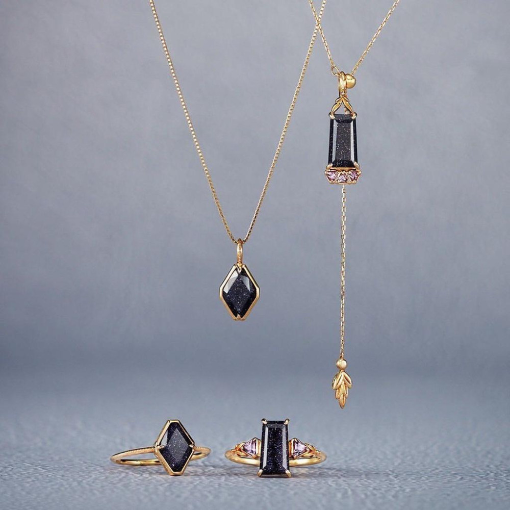 CEDONY | 冬季限定款 冰霜森林 紫金石 菱形梯形幾何系列 日本專櫃同款 | 項鍊 吊墜 耳釘 戒指 藍砂石-細節圖2