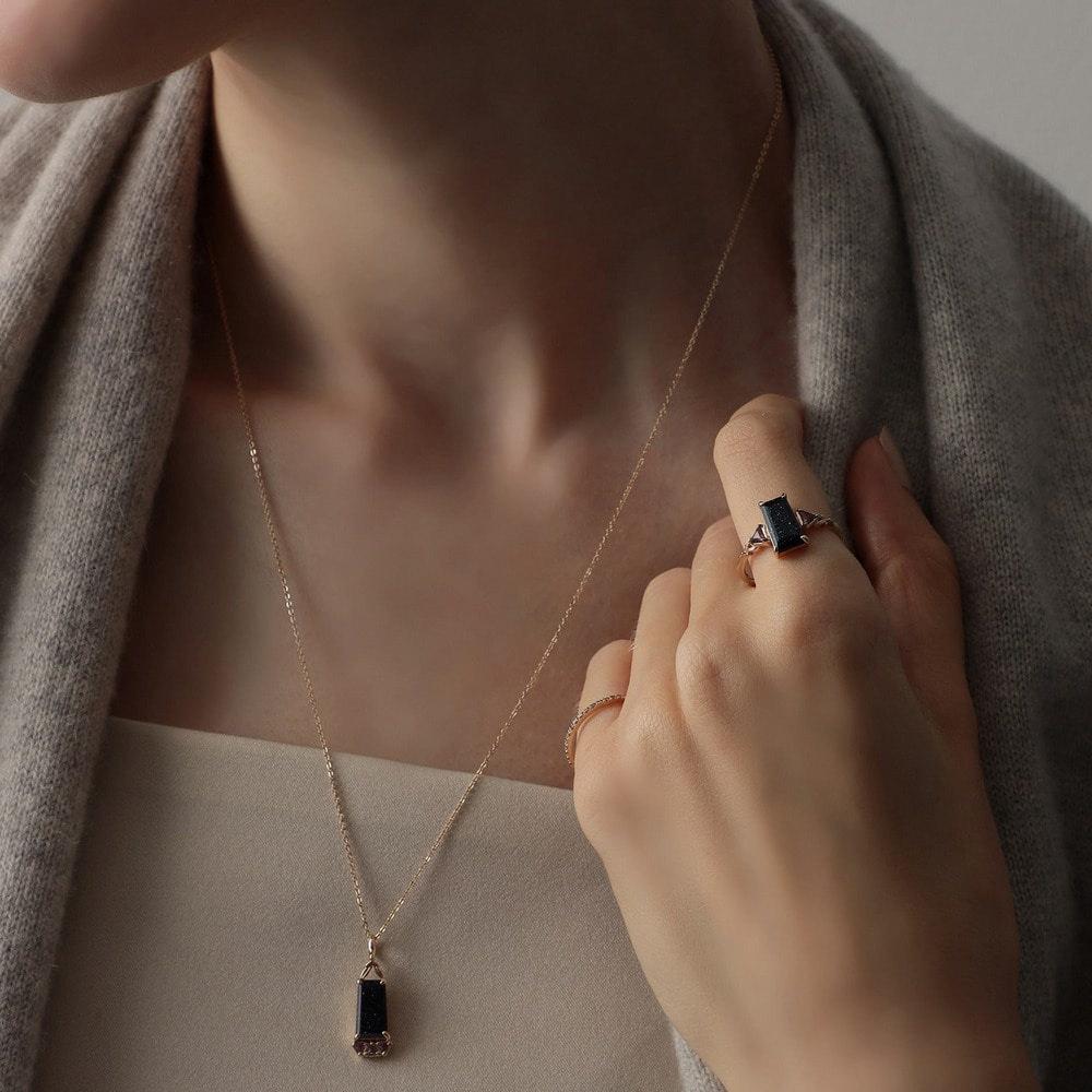 CEDONY | 冬季限定款 冰霜森林 紫金石 菱形梯形幾何系列 日本專櫃同款 | 項鍊 吊墜 耳釘 戒指 藍砂石-細節圖7